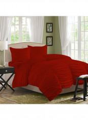 3-Piece Gathered Duvet Set Cotton Red 53 x 78inch