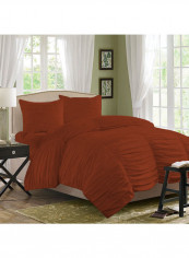 3-Piece Ruched Duvet Set Cotton Brown 78 x 78inch