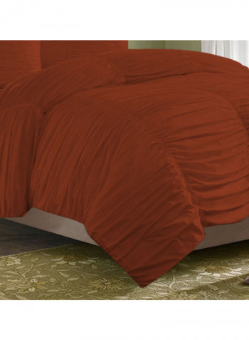 3-Piece Ruched Duvet Set Cotton Brown 78 x 78inch