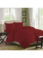 3-Piece Ruched Duvet Set Cotton Red 102 x 86inch