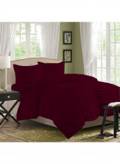 3-Piece Gathered Duvet Set Cotton Dark Red 78 x 78inch