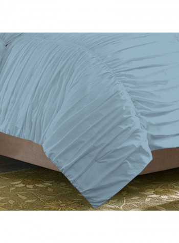 3-Piece Ruched Duvet Set Cotton Light Blue 78 X 78inch