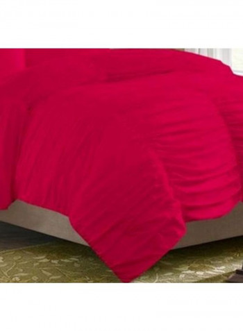 3-Piece Ruched Duvet Set Cotton Pink 102 X 86inch