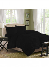 3-Piece Gathered Duvet Set Cotton Black 53 x 78inch