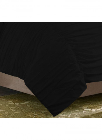 3-Piece Gathered Duvet Set Cotton Black 53 x 78inch