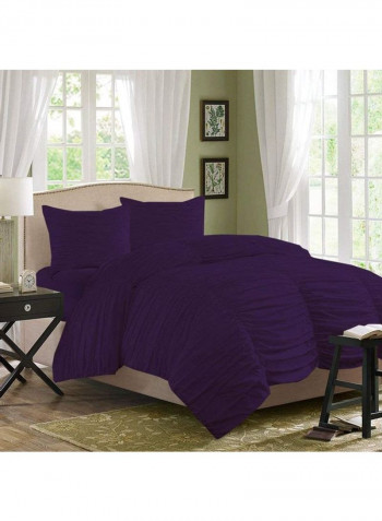 3-Piece Duvet Cover Set Cotton Purple 86 x 90inch