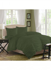 3-Piece Duvet Cover Set Cotton Dark Green 53 x 78inch