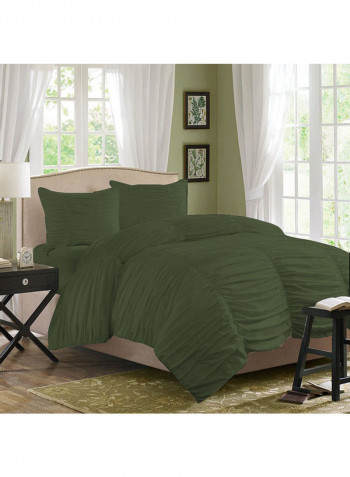 3-Piece Duvet Cover Set Cotton Dark Green 53 x 78inch