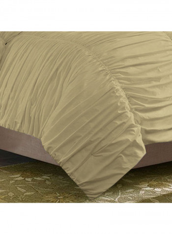 3-Piece Gathered Duvet Set Cotton Beige 86 x 90inch