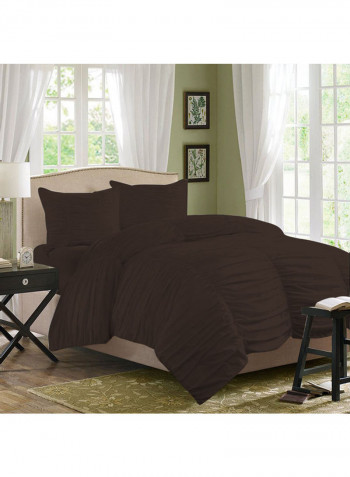 3-Piece Duvet Cover Set Cotton Chocolate Brown 53 x 78inch