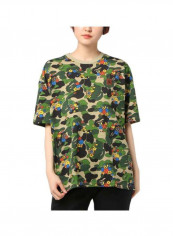 Round Neck Camo Floral Printed T-shirt Green/Beige/Black