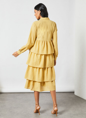 Layered Ruffle Dress Yellow