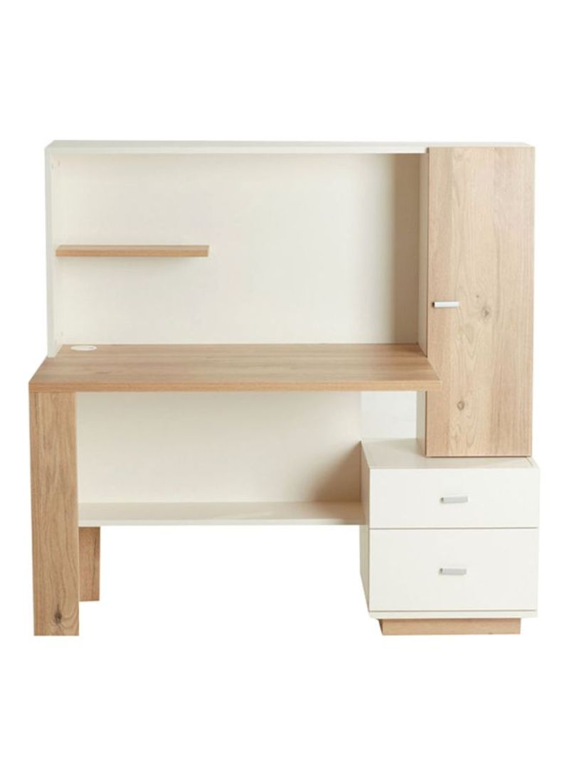 Moonlight Study Desk With Drawers Beige/White 130 x 130 x 60centimeter