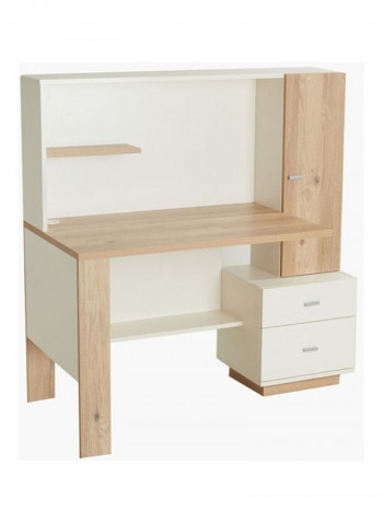 Moonlight Study Desk With Drawers Beige/White 130 x 130 x 60centimeter