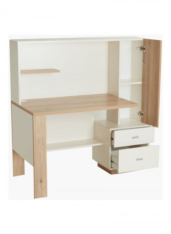 Moonlight Study Desk With Drawers Beige/White 130 x 130 x 60centimeter