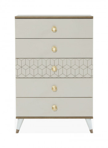 Pandora 5-Drawers Chest White/Beige 74x43x112cm