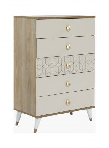 Pandora 5-Drawers Chest White/Beige 74x43x112cm