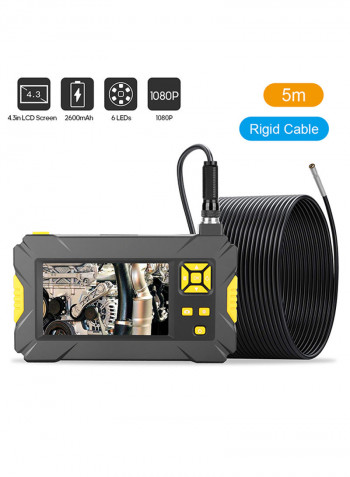 P40 Portable Handheld Industrial Endoscope Borescope Inspection Camera IP67 Waterproof 5.5mm Lens BuiltIn 6 Pieces Of Adjustable LEDs With 4.3 Inch High-definition 1080P Display Screen 19.5 x 18.0 x 6.6cm yellow