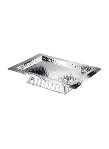 Hammered Tray With Stand Silver 58cm