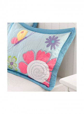 4-Piece Coverlet Set Blue/Pink/Beige