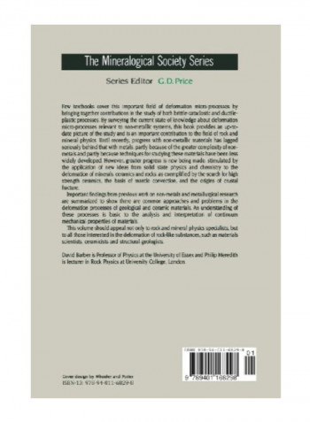 Deformation Processes In Minerals, Ceramics And Rocks Paperback