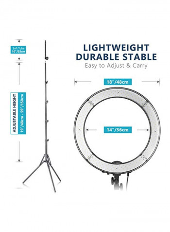Dimmable LED Ring Light Kit 18inch Black