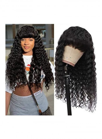 22 Inch Deep Wave Human Hair Wig Black 22inch