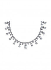 Rhodium Plated Brass Cubic Zirconia Studded Necklace