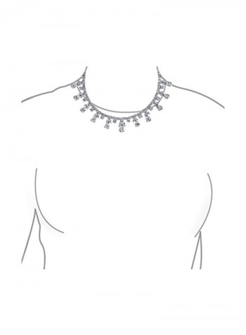 Rhodium Plated Brass Cubic Zirconia Studded Necklace