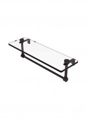 Vanity Integrated Towel Bar Glass Shelf Clear/Black 16inch