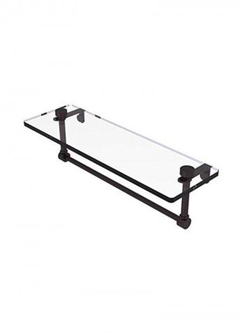 Vanity Integrated Towel Bar Glass Shelf Clear/Black 16inch