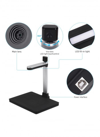 Portable High Definition Document Scanner 43.5x8.5x36cm Silver/Black