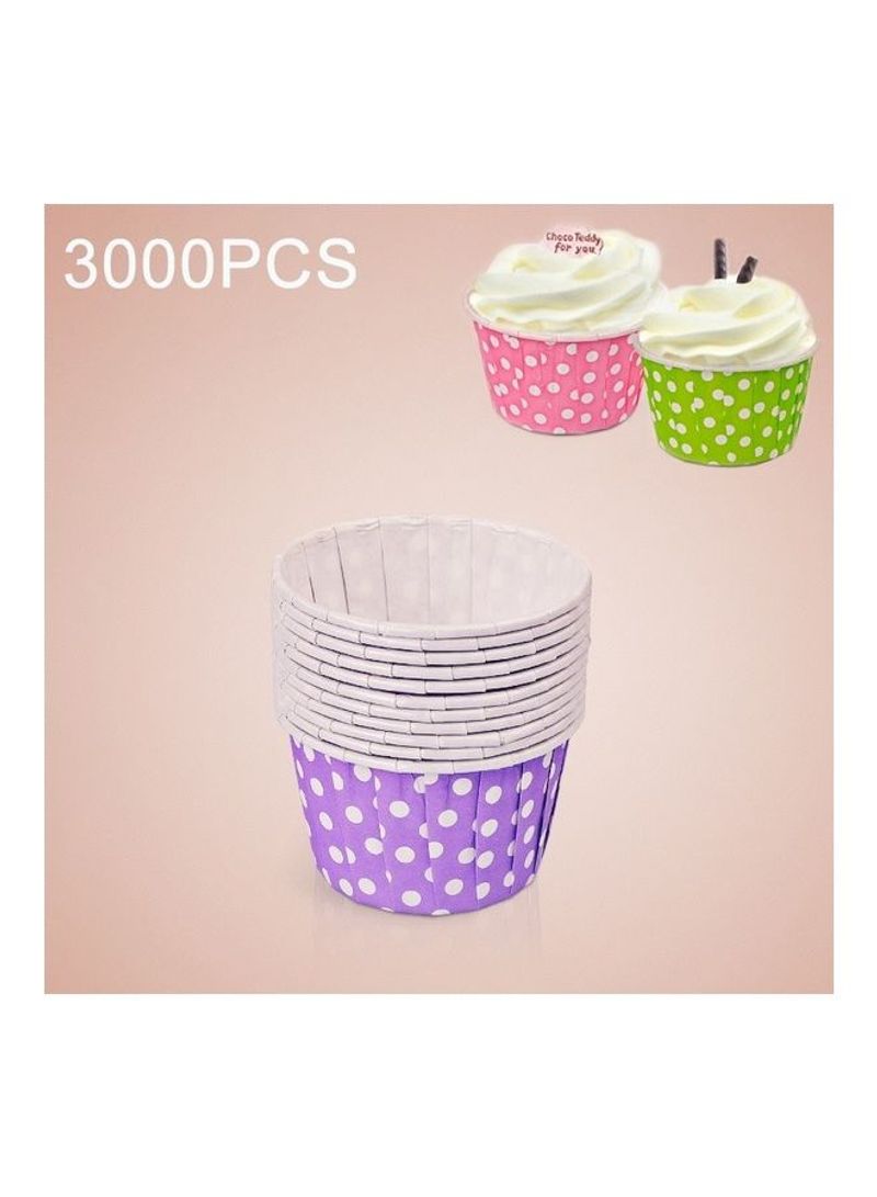 3000-Piece Dot Pattern Round Lamination Cake Baking Cup Multicolour