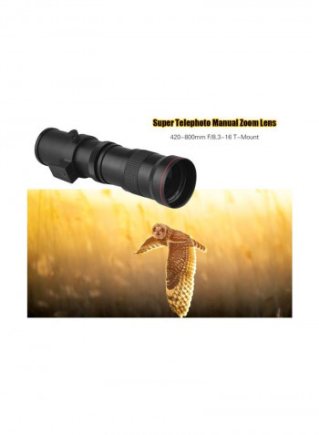 420-800mm Telephoto Lens With AF Mount Adapter Ring For Nikon DSLR Camera Black