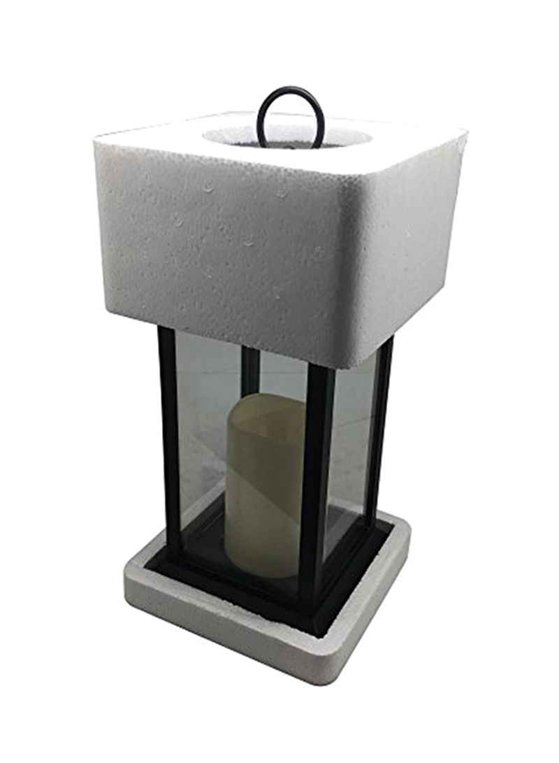 Hanging Glass Panes Portable LED Candle Lantern Black/White 13.7x5.6x5.6inch
