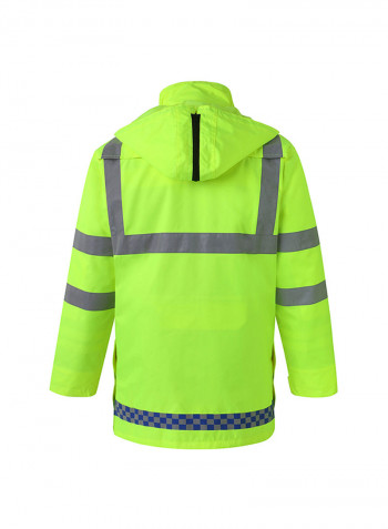 5-In-1 Waterproof Reflective Safety Rain Jacket With Cotton Detachable Down Hood Fluorescent yellow 3XL