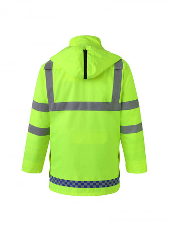 5-In-1 Waterproof Reflective Safety Rain Jacket With Cotton Detachable Down Hood Fluorescent yellow XL