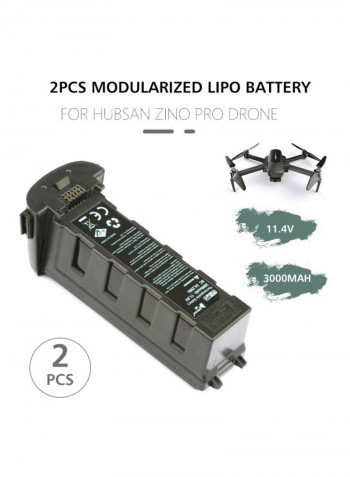 Pack Of 2 Spare Intelligent Modularized Lipo Battery For Hubsan Zino Pro GPS Drone 13x5.5x4.5centimeter
