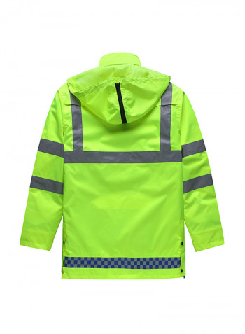5-In-1 Waterproof Reflective Safety Rain Jacket With Cotton Detachable Down Hood Fluorescent yellow 2XL