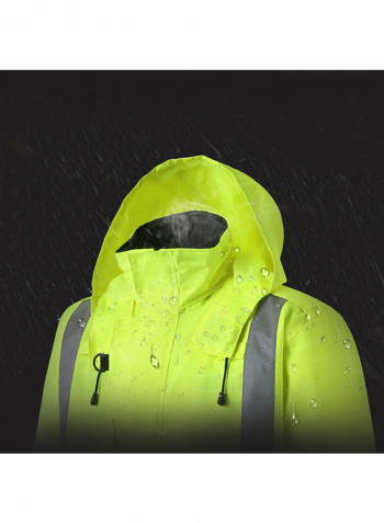 5-In-1 Waterproof Reflective Safety Rain Jacket With Cotton Detachable Down Hood Fluorescent yellow 2XL