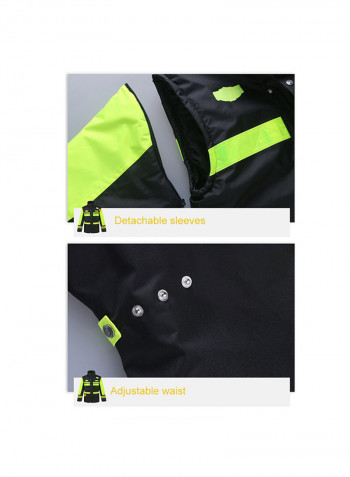 5-In-1 Waterproof Reflective Safety Rain Jacket With Cotton Detachable Down Hood Fluorescent yellow 4XL
