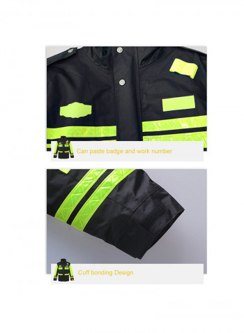 5-In-1 Waterproof Reflective Safety Rain Jacket With Cotton Detachable Down Hood Fluorescent yellow L