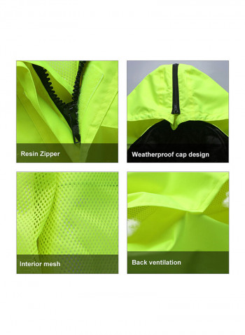 5-In-1 Waterproof Reflective Safety Rain Jacket With Cotton Detachable Down Hood Fluorescent yellow L