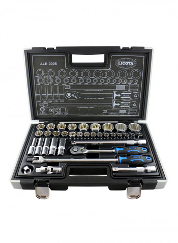 35 Pcs 1/2" Dr. Socket Set Silver/Blue/Black