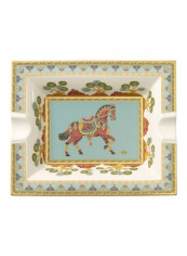 Samarkand Porcelain Ashtray Green/White/Red 17x21centimeter
