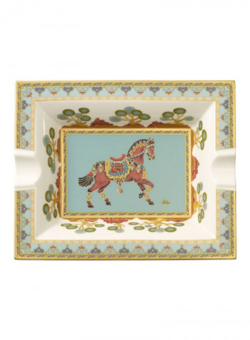 Samarkand Porcelain Ashtray Green/White/Red 17x21centimeter