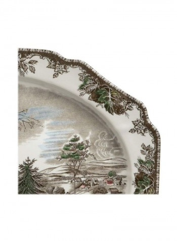 20-Piece Friendly Village Painted Turkey Platters White/Green/Grey 19.5inch