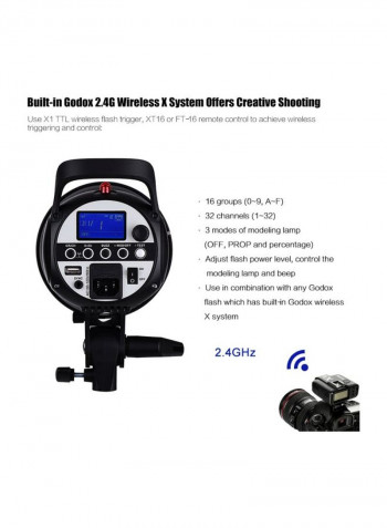 Professional Compact Studio Flash Strobe Light 44x21.5x27centimeter Black