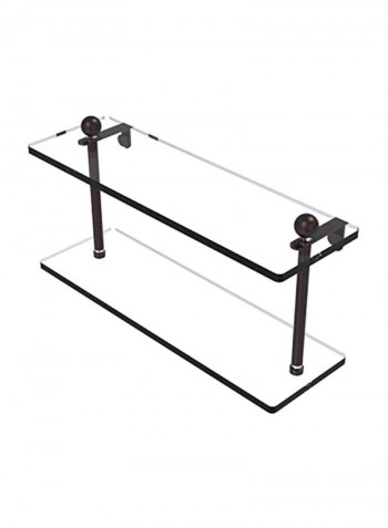 2-Tier Glass Shelf Brown/Clear 16inch