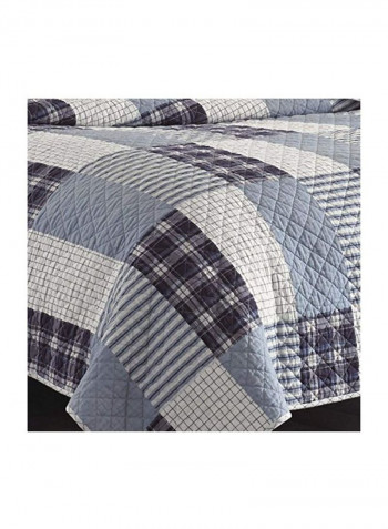 3-Piece Reversible Plaid Quilt Set Grey/Beige/Black King